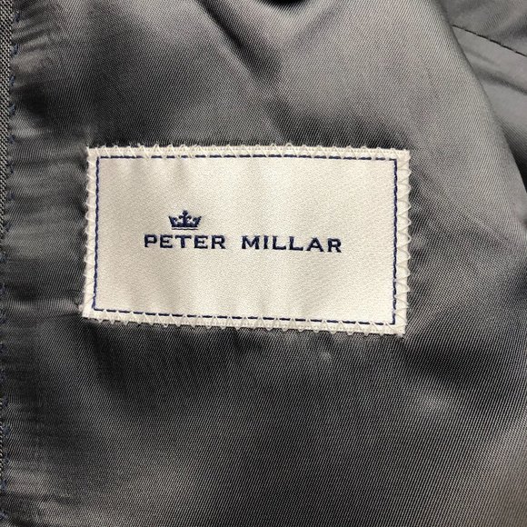 Peter Millar Mens 100% Wool Blazer Made in Canada Size 44 Long Charcoal Gray - Picture 2 of 10